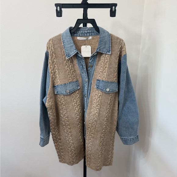 Altar'd State Blue and Tan Women Jean Jacket - Picture 5 of 8